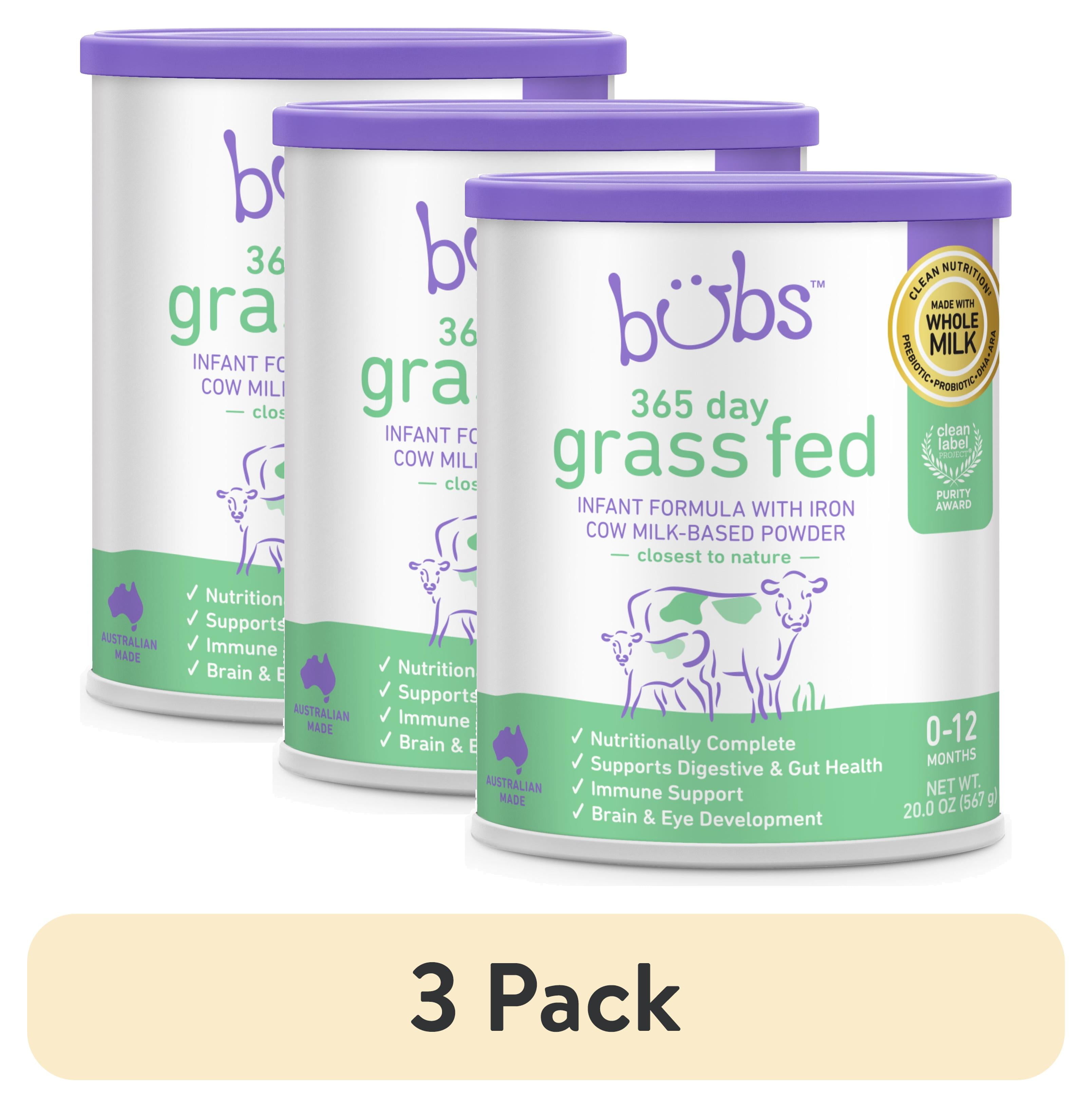 bubs Organic grass fed 3 12-36ヶ月　3缶セット Bubs（バブズ）オーガニック粉ミルク グラスフェッド 大缶 800g