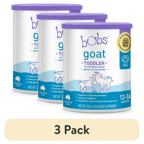 (3 pack) Bubs Goat Milk Toddler Nutritional Drink Powder (Babies 12-36 Months) - 20oz