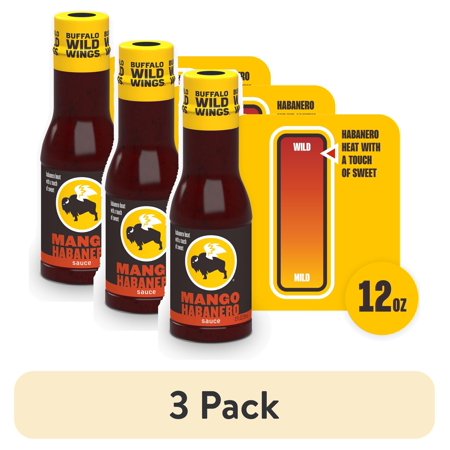 (3 pack) Buffalo Wild Wings Mango Habanero Sauce, 12 fl. oz.