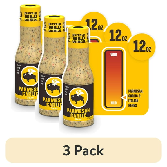 (3 pack) Buffalo Wild Wings Parmesan Garlic Sauce, 12 fl oz