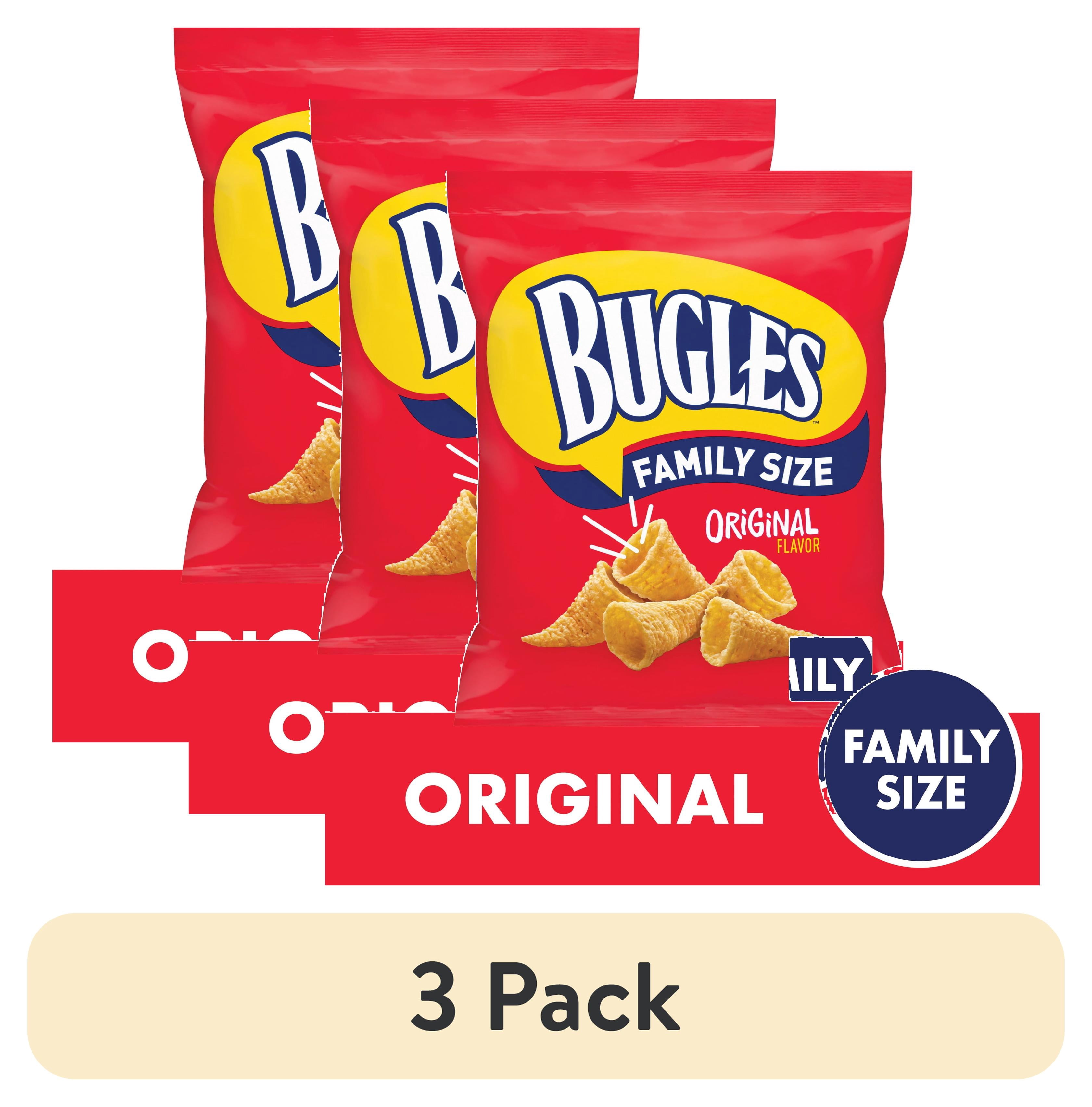 (3 pack) Bugles Original Crispy Corn Snacks, Family Size, Corn Chips, 14.5 oz