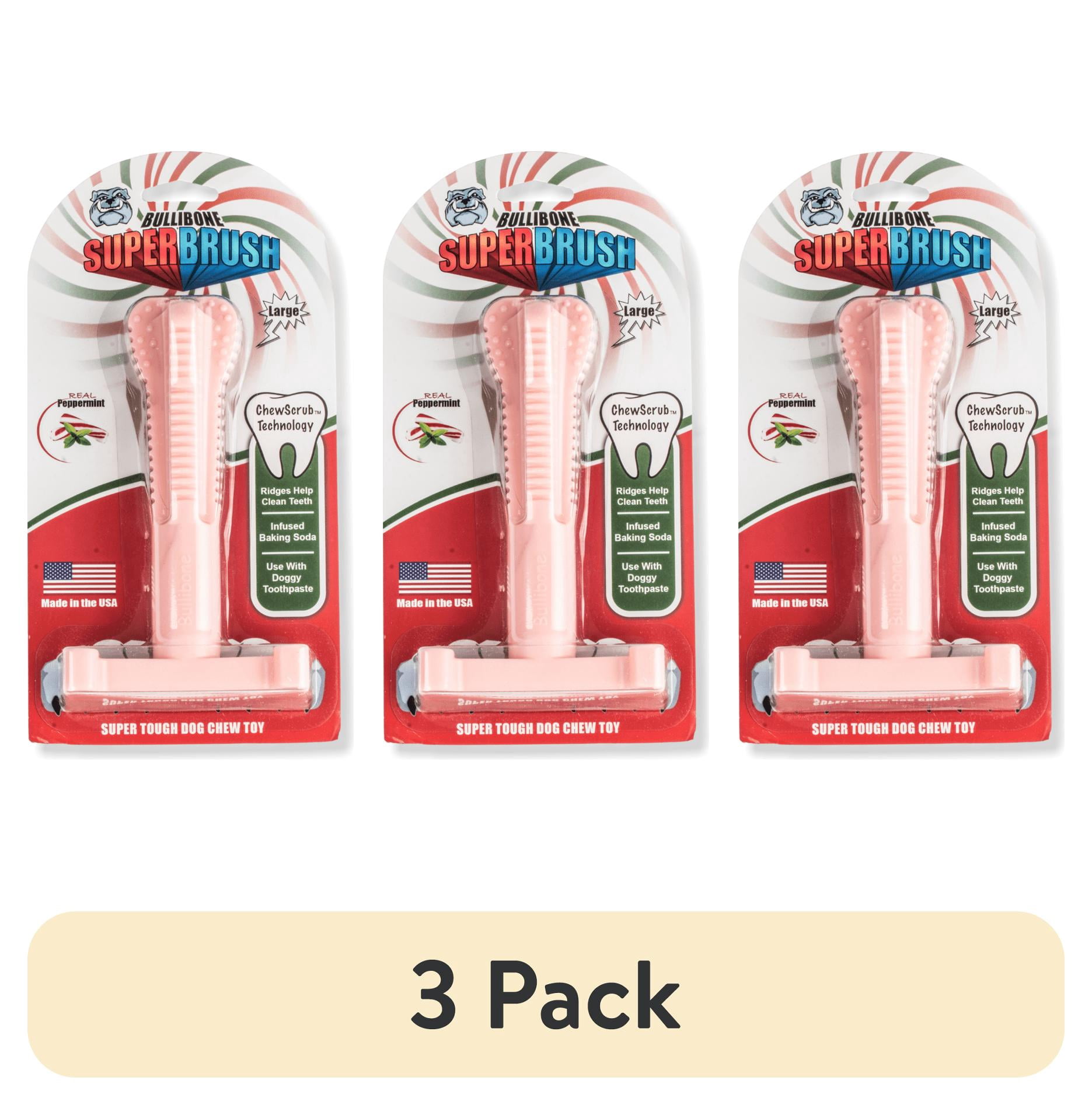 (3 pack) Bullibone Durable Large Dog Chew Toy, Peppermint Dental Aid for Oral Hygiene