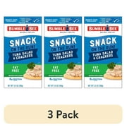(3 pack) Bumble Bee Snack on The Run Fat Free Tuna Salad with Crackers Kit, 8g Protein Per Serving, Ready to Eat, Spoon Included, Shelf Stable Box, 3.5 oz