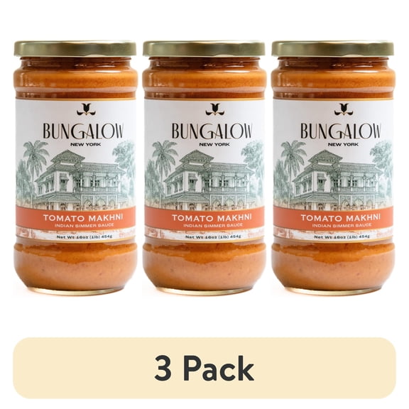 (3 pack) Bungalow Foods Tomato Makhni Indian Simmering Sauce, 16oz