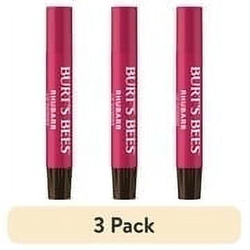 (3 pack) Burts Bees Lip Shimmer Tinted Lip Balm, Rhubarb, 1 Tube, 0.09 oz.