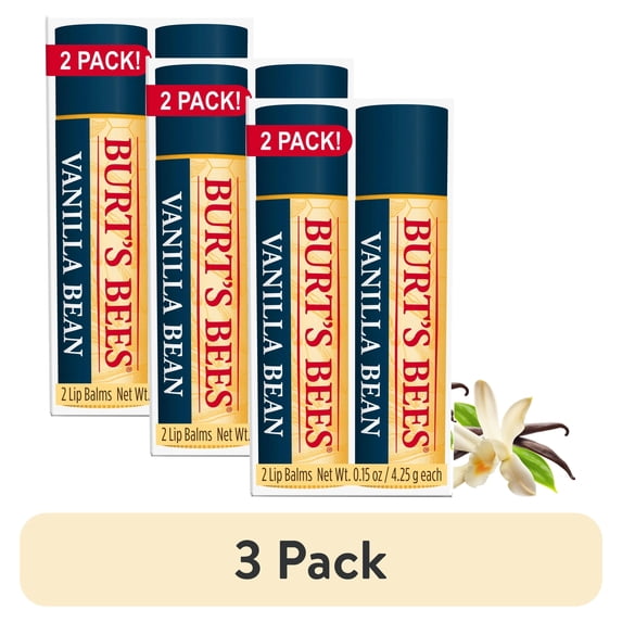 (3 pack) Burts Bees Vanilla Bean Lip Balm, 2-Pack, 0.15 oz.