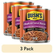 (3 pack) Bush's Maple and Cured Bacon Baked Beans, Canned Beans, 16 oz Can