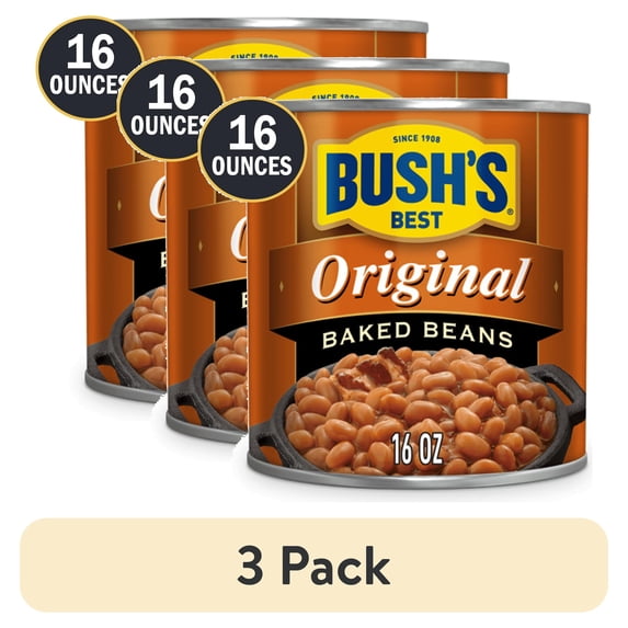 (3 pack) Bush's Original Baked Beans, Canned Beans, 16 oz Can