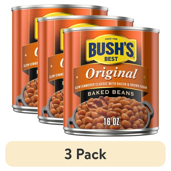 (3 pack) Bush's Original Baked Beans, Canned Beans, 16 oz Can