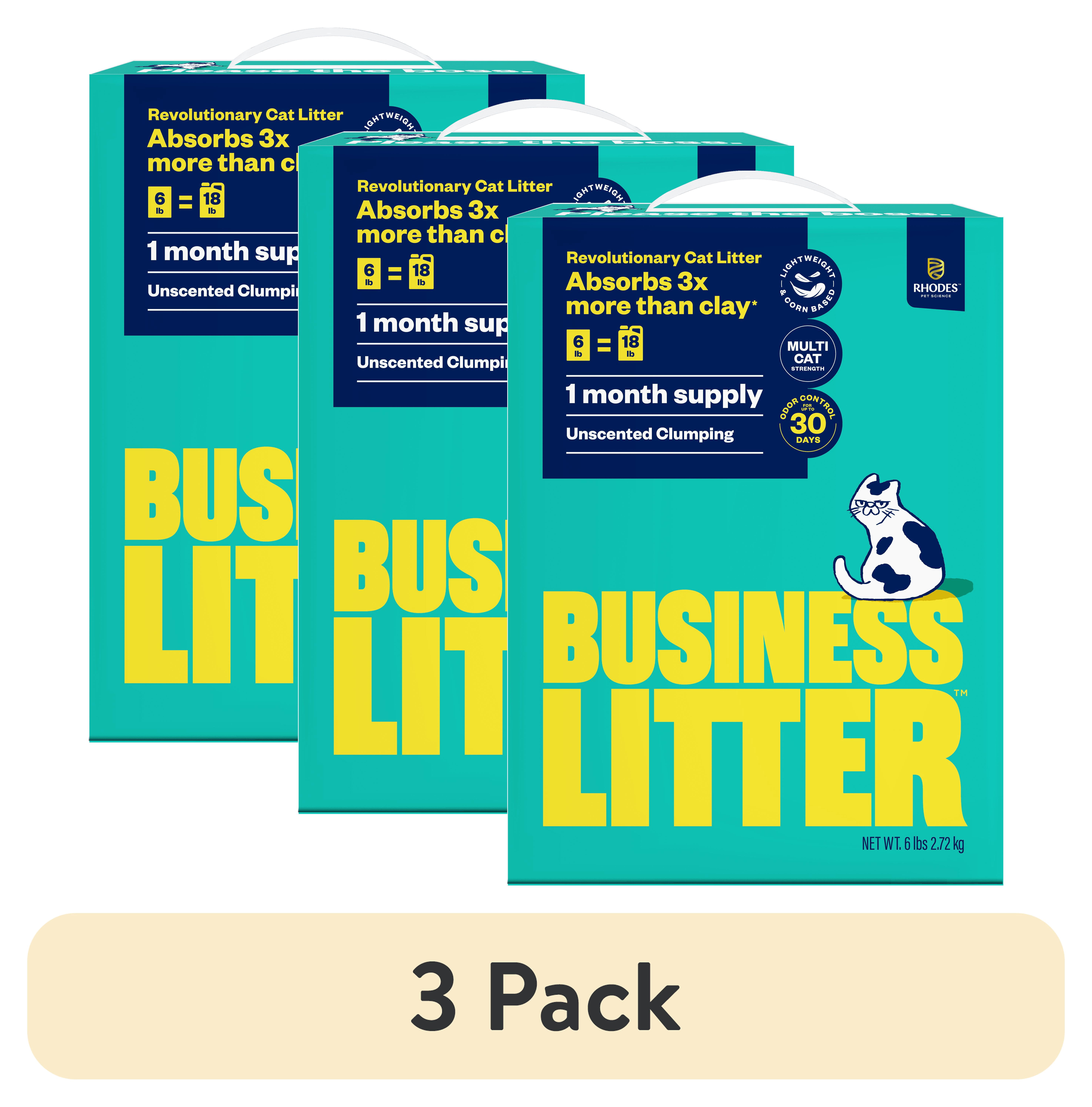(3 pack) Business Cat Litter Unscented Clumping Natural 6 lb Box