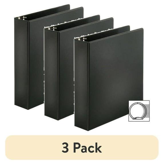 (3 pack) Business Source, BSN09977, Basic Round-ring Binder, 1 Each, Black