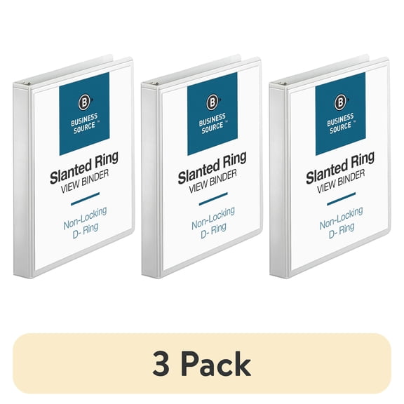 (3 pack) Business Source, BSN28440, Basic D-Ring View Binder, 1 Each, White