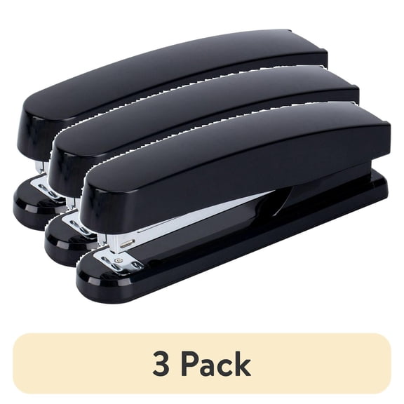 (3 pack) Business Source, BSN62835, Full-Strip Plastic Desktop Stapler, 1 Per Each, Black