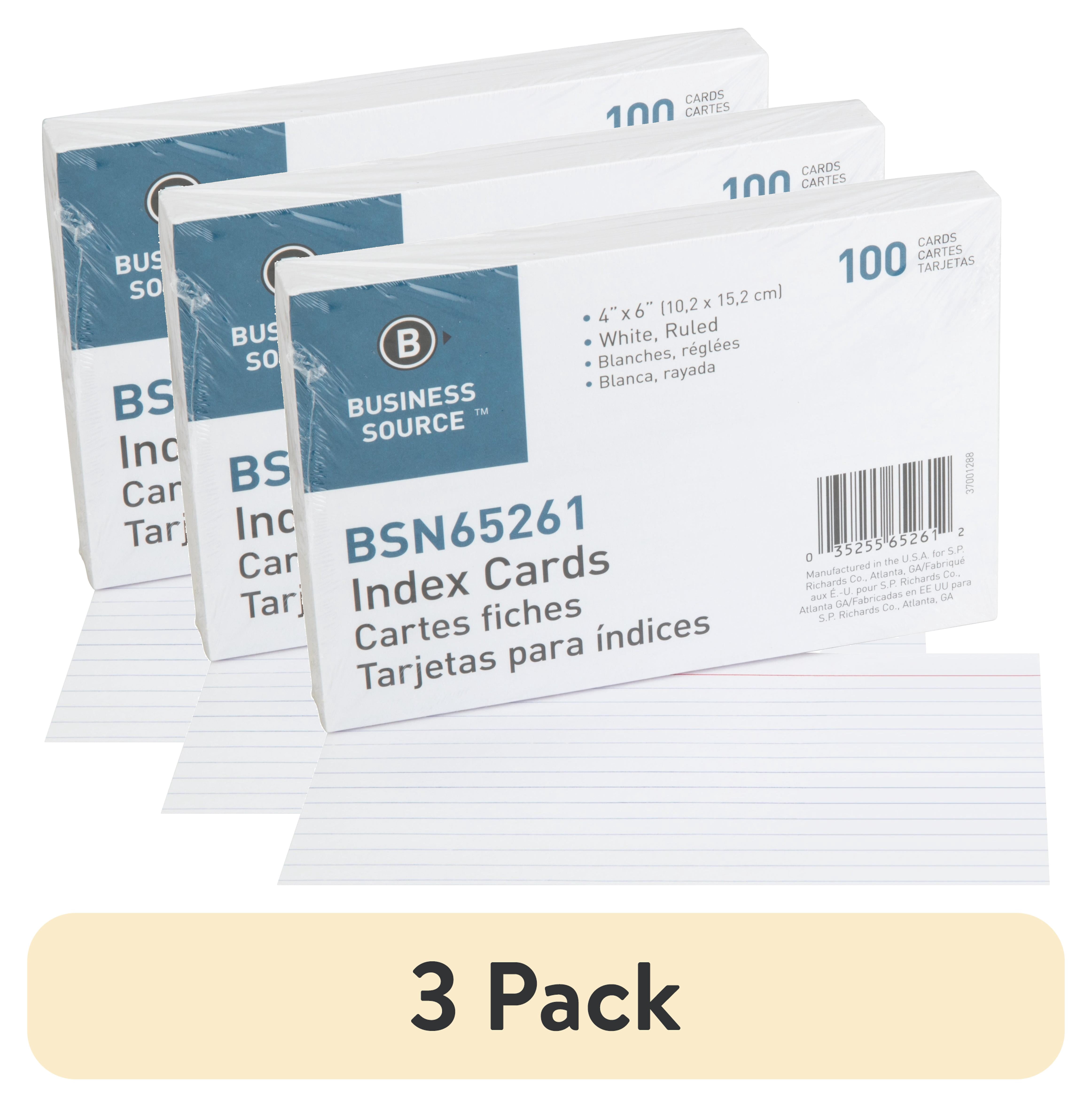 (3 pack) Business Source, BSN65261, Ruled White Index Cards, 100 / Pack