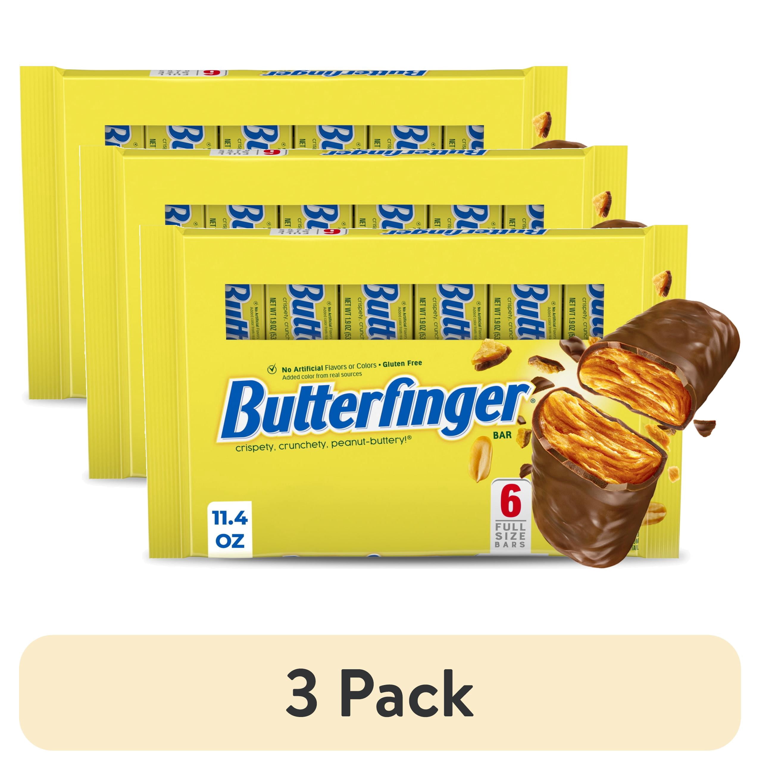 (3 pack) Butterfinger Full Size Candy Bar, 6 Count, Crispety Crunchety Peanut-Buttery On-The-Go Sweet Treat, 1.9 oz Each
