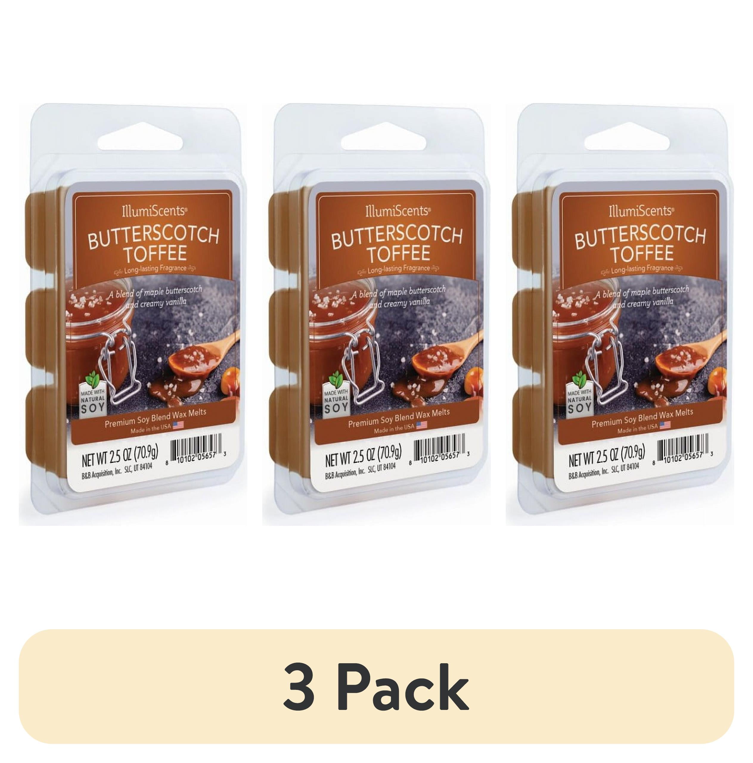 (3 pack) Butterscotch Toffee Wax Melts, IllumiScents, Highly Fragrant Soy Blend, 2.5 oz (1-Pack)