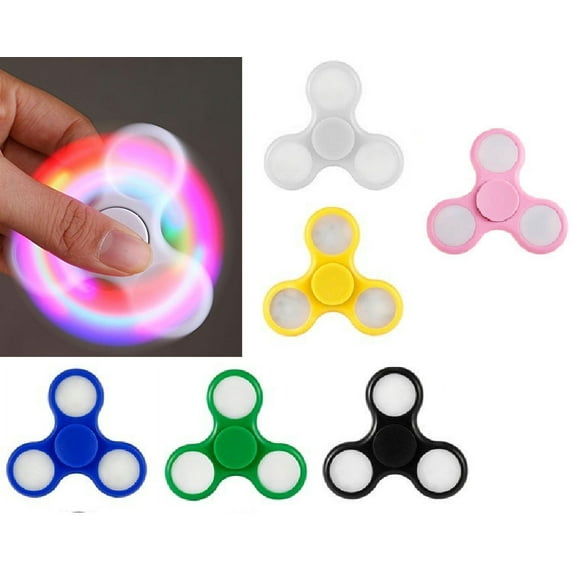 3 pack Buy Box LED Light Fidget Spinner Plastic Hand Spinner For Autism and ADHD Focus Anxiety & Stress Relief Toys Gift (Random Color)