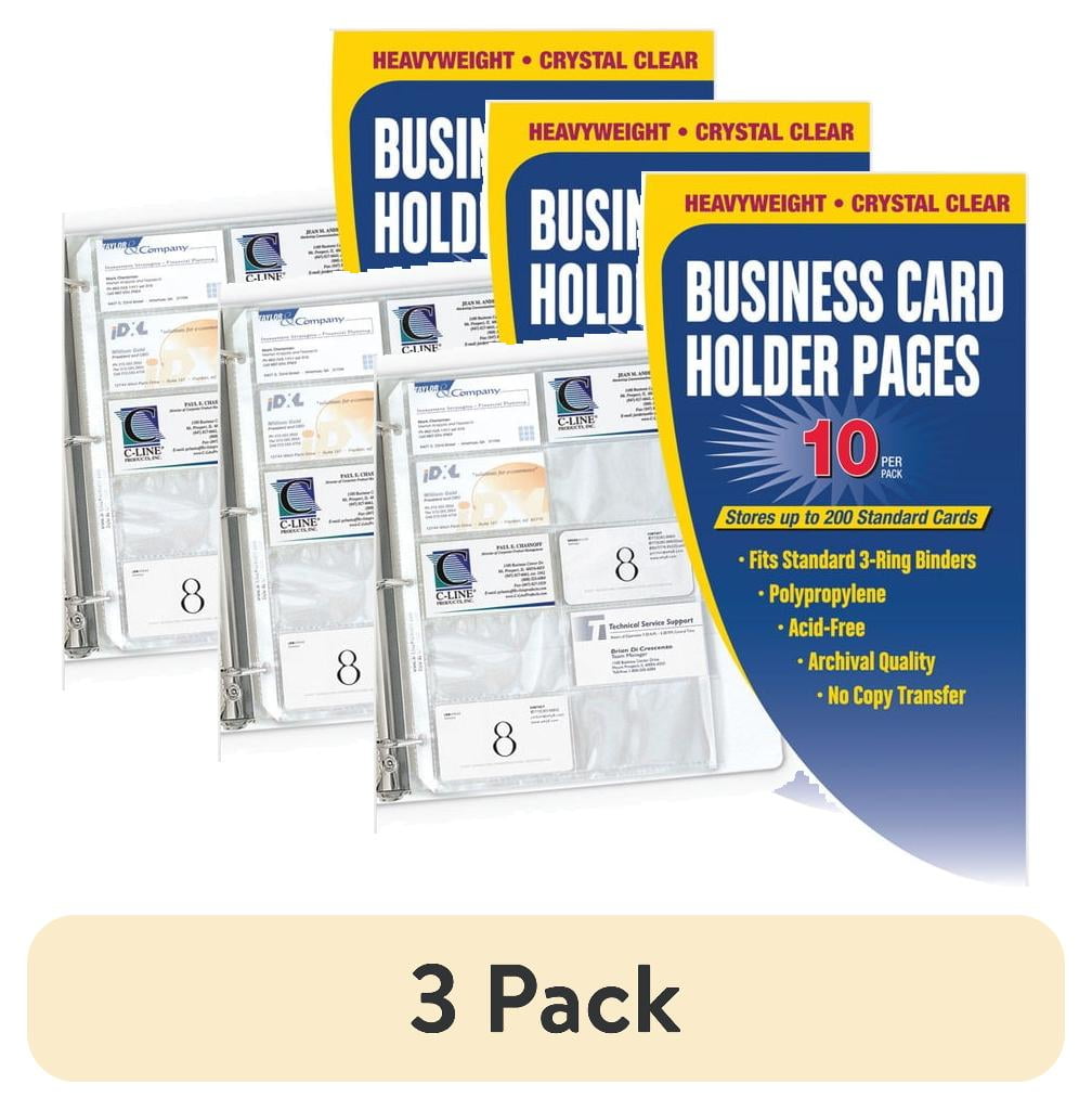 (3 pack) C-Line Business Card Binder Pages, Holds 20 Cards, 8 1/8 x 11 1/4,  Clear, 10/Pack