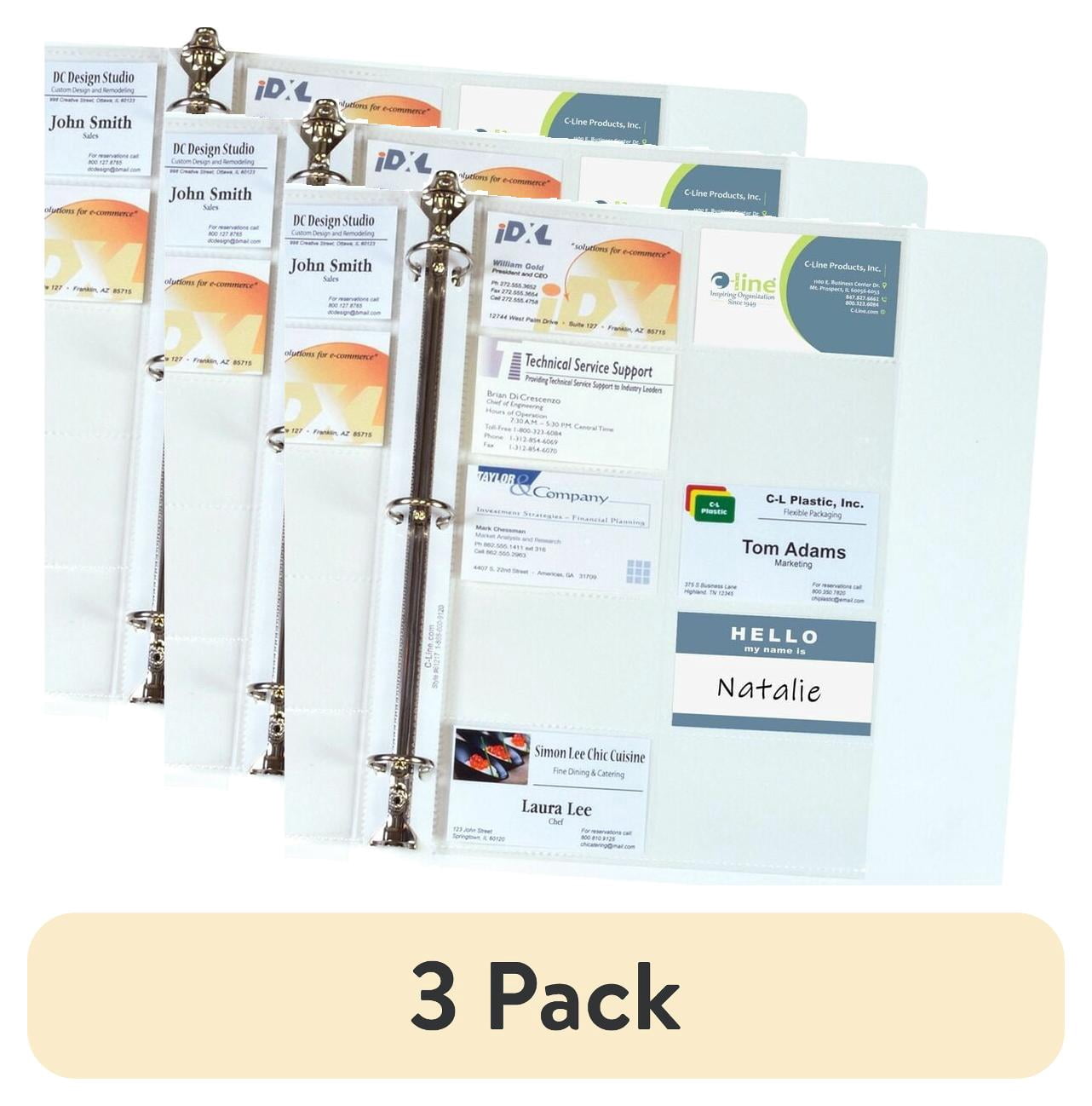 a4 card binder 3 pack) C-Line Business Card Binder Pages, Holds 20 Cards, 8 1/8 x 11 1/4,  Clear, 10/Pack