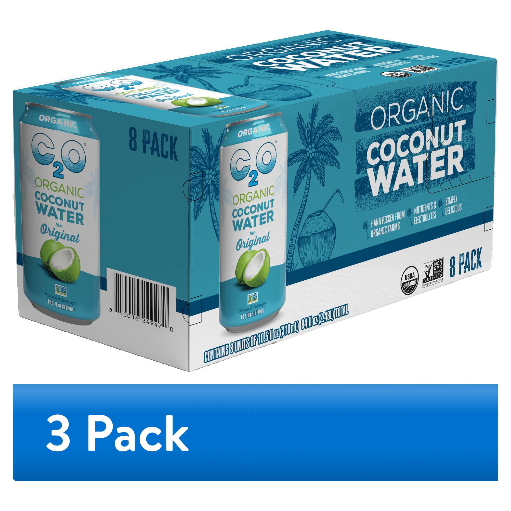 (3 pack) C2O Coconut Water Organic, The Original, ready to drink, 10.5 fl oz, 8 Pack