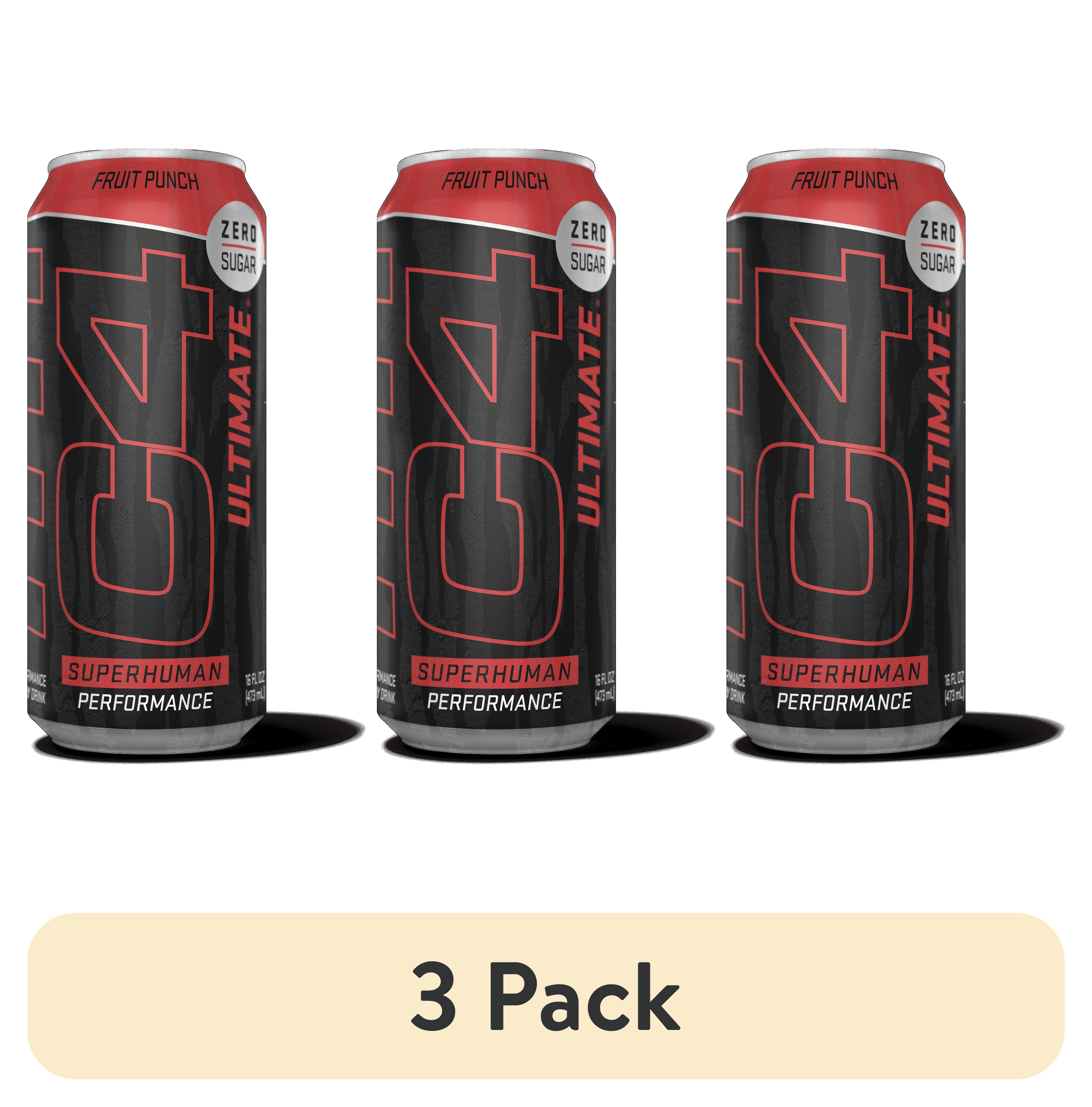 (3 pack) C4 Ultimate Energy Drink, Fruit Punch, 16 fl oz Single Can