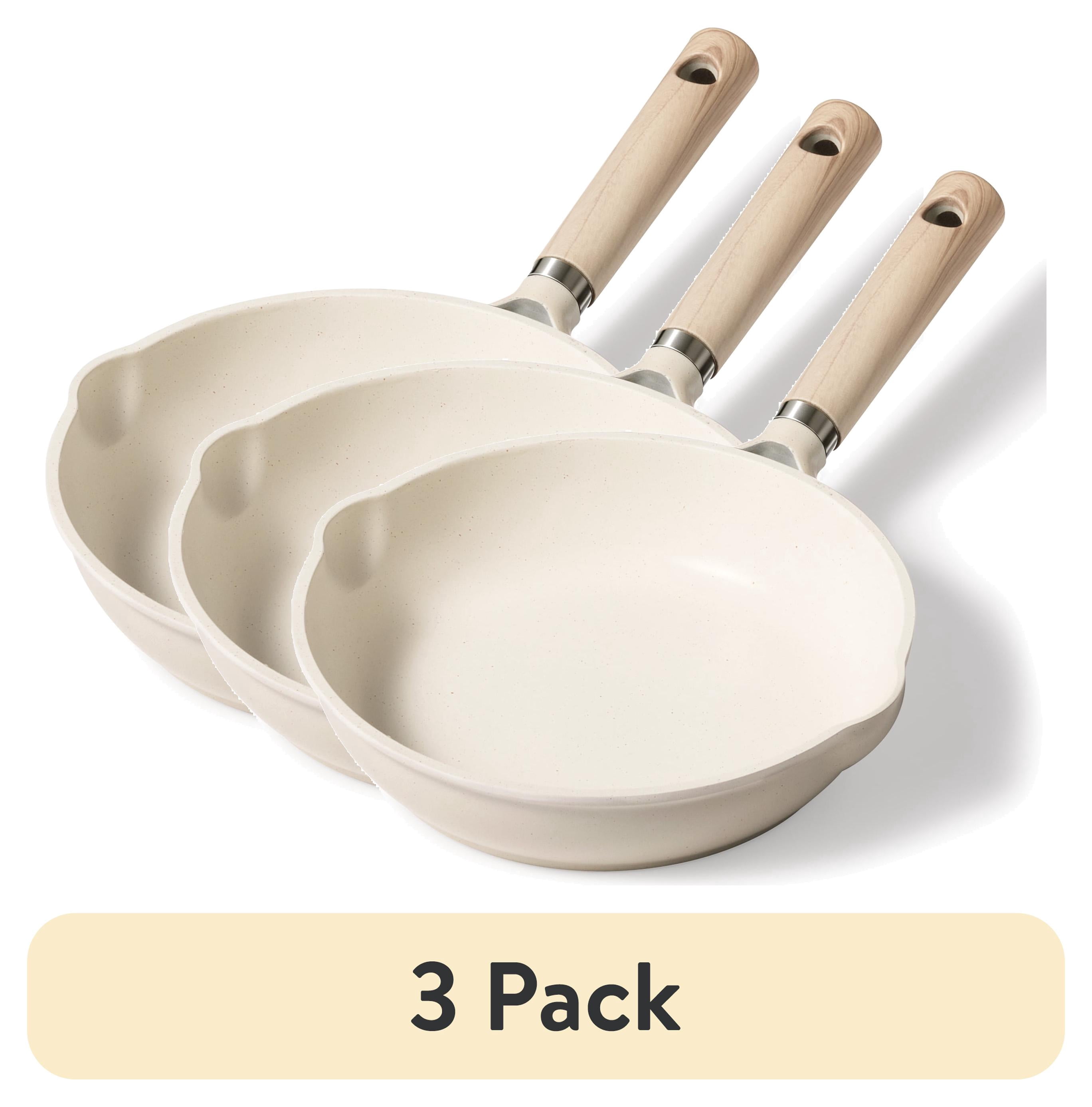 (3 pack) Carote 8" Non Stick Frying Pan, Nonstick Skillet Cooking Pan, Compatible for All Stoves, Easy to Clean Cookware Chef's Pan Bon Appetit, White Granite