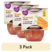 (3 pack) Parent's Choice Stage 1 Baby Food, Carrot Puree, 4 oz Cups (2 Pack)