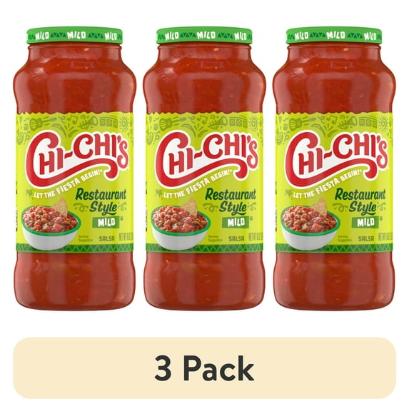 (3 pack) CHI-CHI'S Restaurant Style Salsa, Gluten Free, Chip Dip, Mild, 16 oz Glass Jar