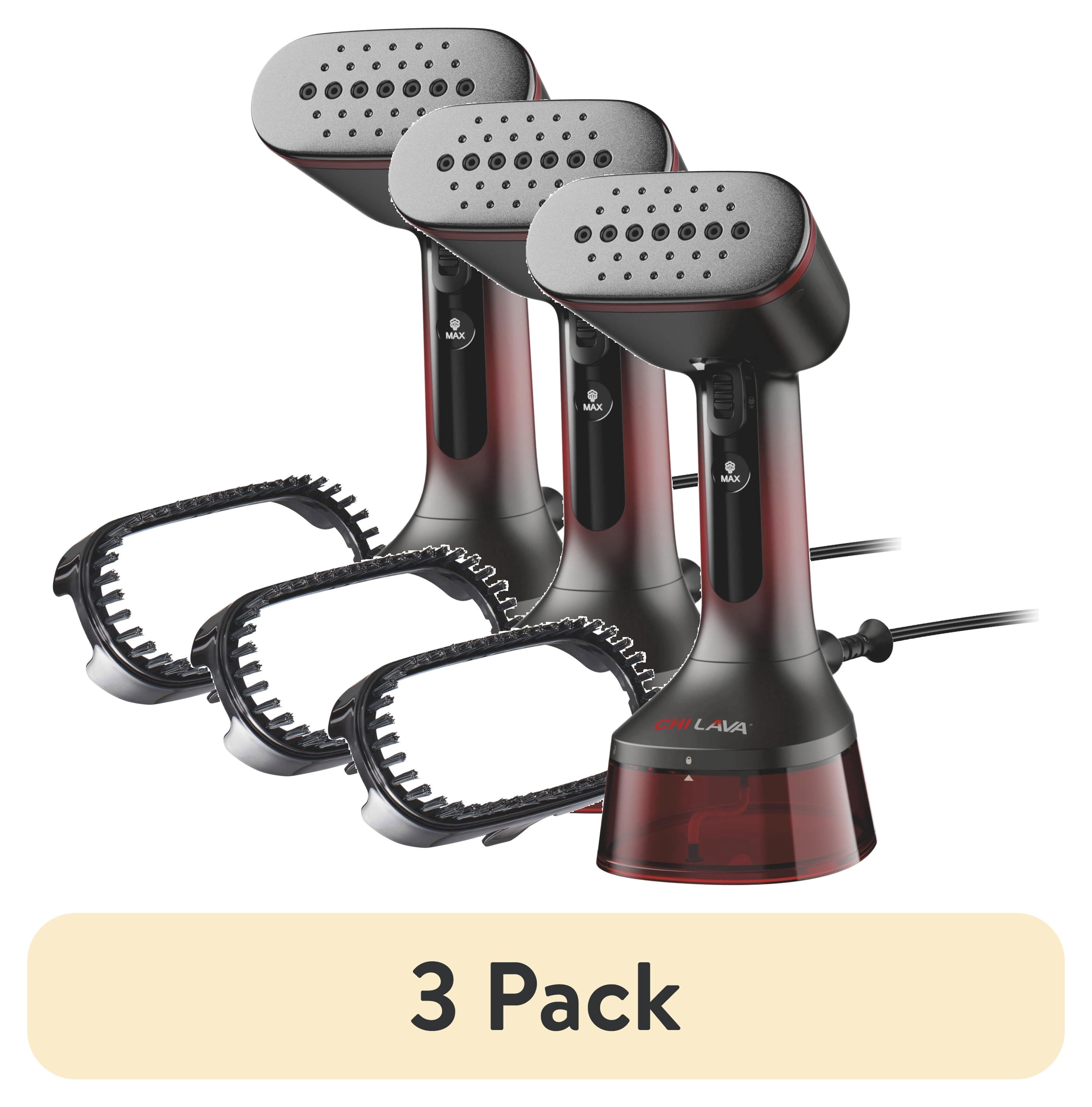 (3 pack) CHI LAVA Handheld Clothes Steamer, 1600 W 300 ml Clothing Steamer with Fabric Brush, 30-Second Heat Up, 16 Minutes of Steam, Red