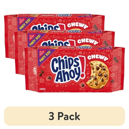 (3 pack) CHIPS AHOY! Chewy Fudgy Chocolate Chip Cookies, Party Size, 26 oz
