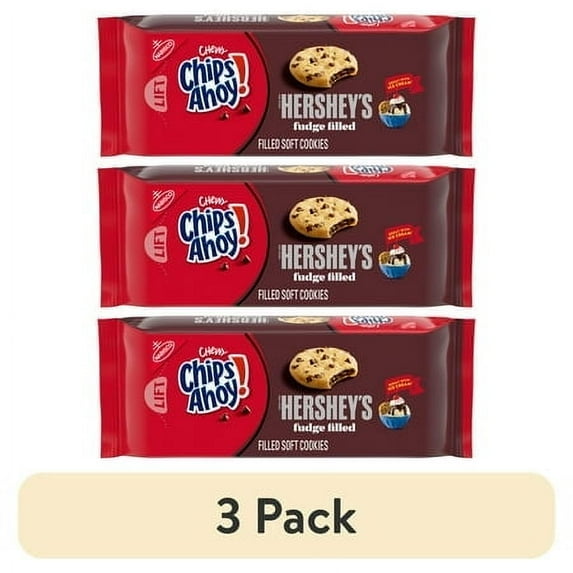(3 pack) CHIPS AHOY! Chewy Hershey's Fudge Filled Soft Chocolate Chip Cookies, 9.6 oz