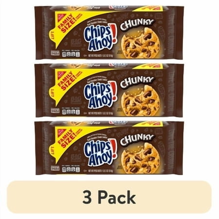(3 pack) CHIPS AHOY! Chunky Fudgy Chocolate Chip Cookies, Family Size, 18 oz