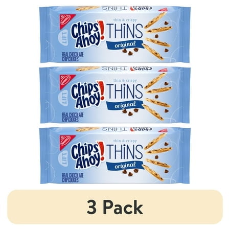 (3 pack) CHIPS AHOY! Thins Original Thin and Crispy Fudgy Chocolate Chip Cookies, 7 oz