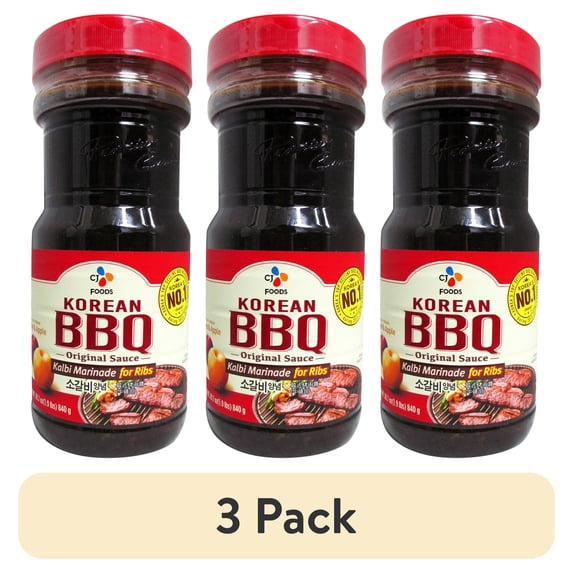 (3 pack) CJ Korean BBQ Sauce, Kalbi, 29.63-oz Bottle for Ribs 1