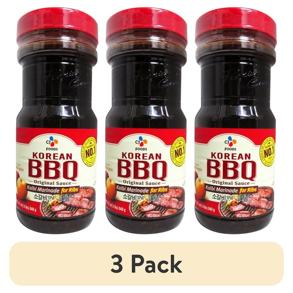 (3 pack) CJ Korean BBQ Sauce, Kalbi, 29.63-oz Bottle for Ribs 1