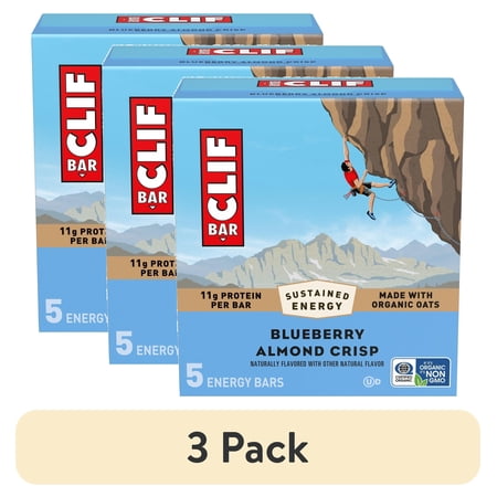 (3 pack) CLIF BAR Energy Protein Bars, Blueberry Almond Crisp, 5ct