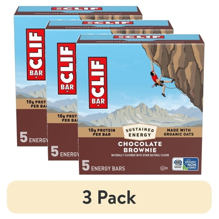 (3 pack) CLIF BAR Energy Protein Bars, Chocolate Brownie, 5ct