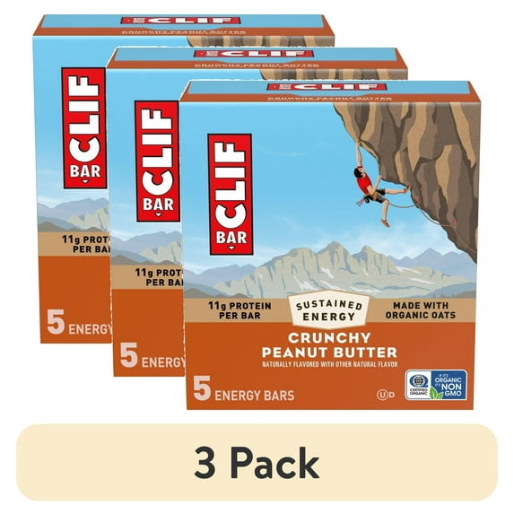 (3 pack) CLIF BAR Energy Protein Bars, Crunchy Peanut Butter, 5ct