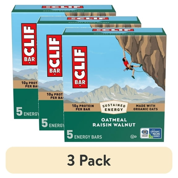 (3 pack) CLIF BAR Energy Protein Bars, Oatmeal Raisin Walnut, 5ct