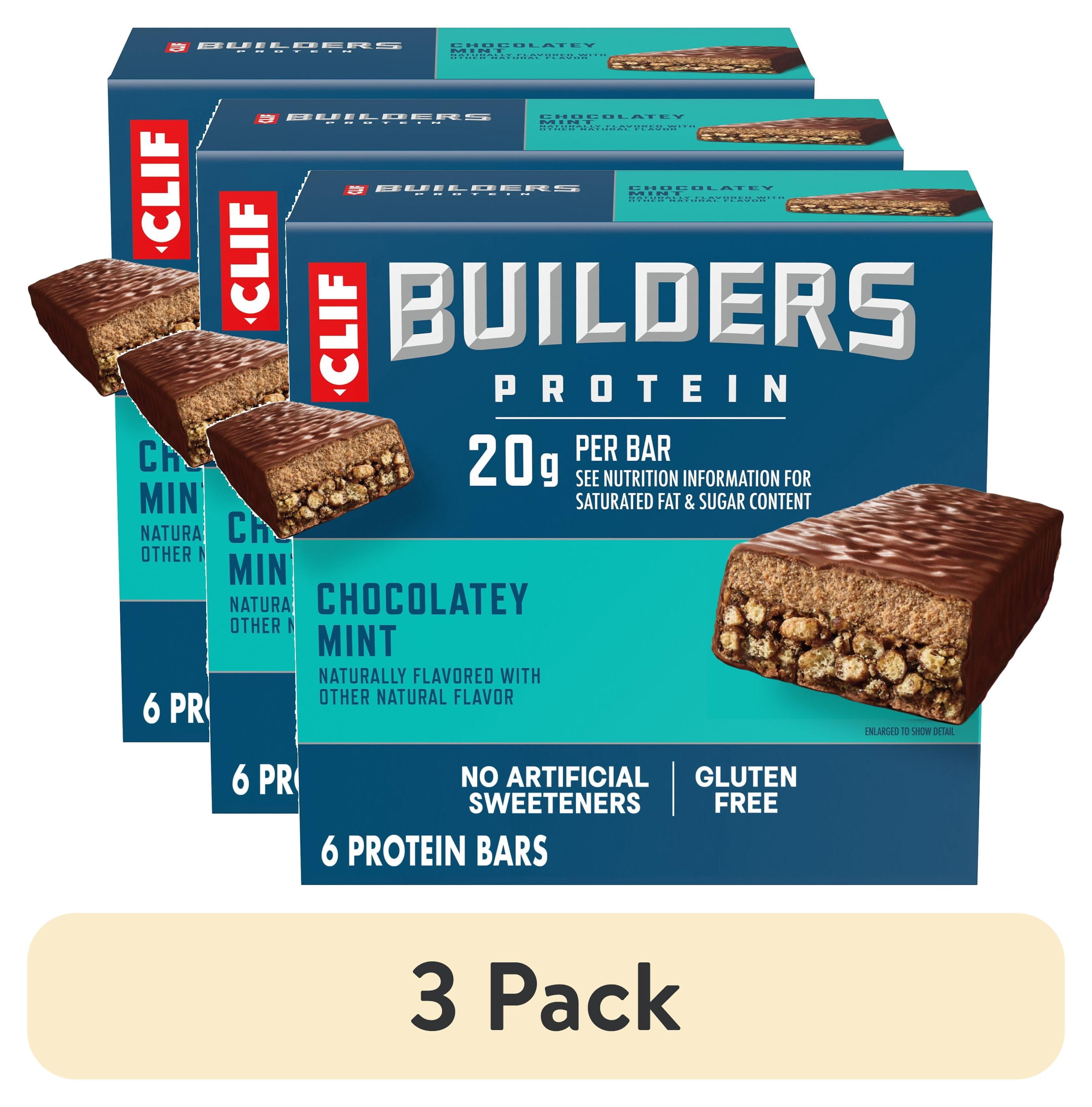 CLIF BUILDERS Protein Bars Chocolate Mint Flavor, Plant Protein, Gluten Free Bars, 6ct