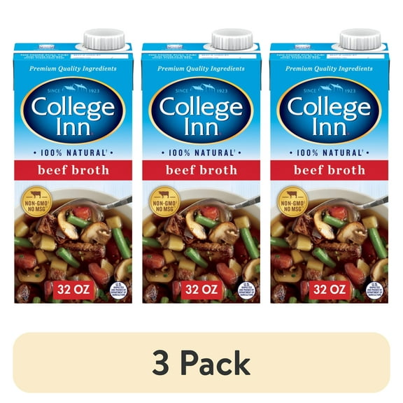 (3 pack) COLLEGE INN Beef Broth, 32 oz Carton