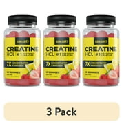 (3 pack) CON-CRET Creatine HCl Gummies, Sour Berry Zing Flavor, Supports Muscle & Brain Health, 60 Count