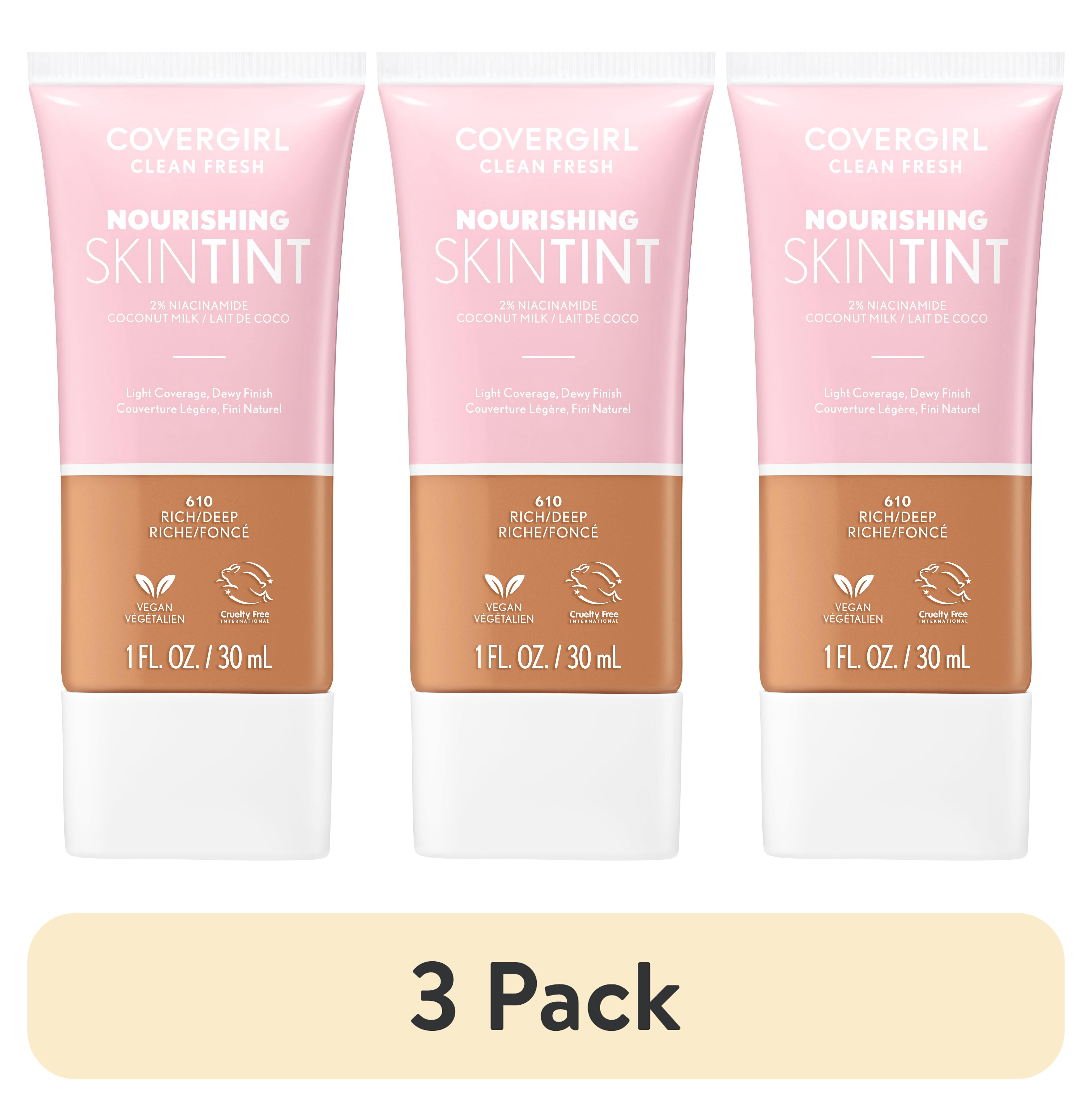 (3 pack) COVERGIRL Clean Fresh Nourishing Skin Tint, Dewy Finish, Rich/Deep, 1 fl oz (Packaging May Vary)