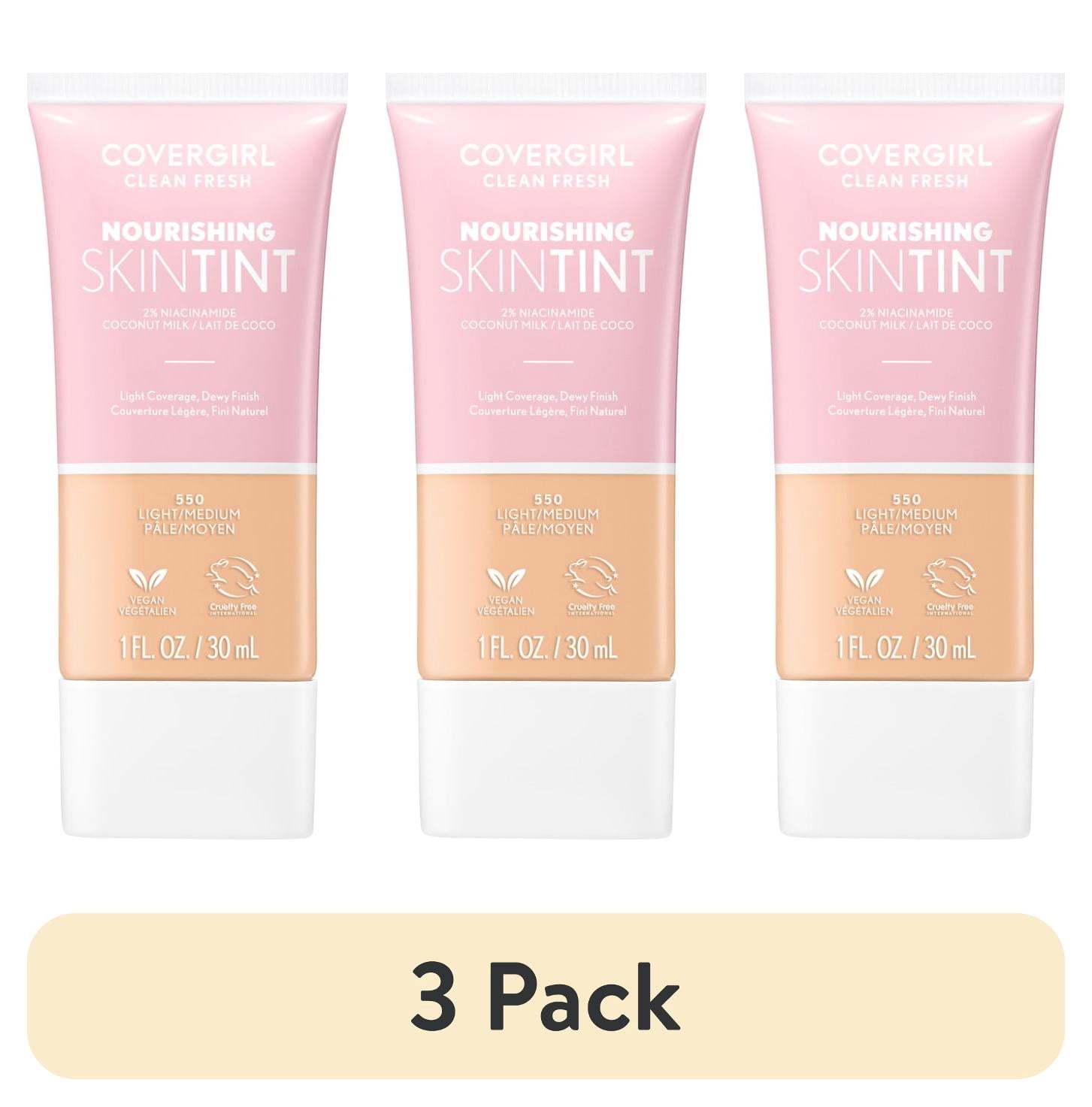 (3 pack) COVERGIRL Clean Fresh Nourishing Skin Tint, Dewy Finish, Light/Medium, 1 fl oz (Packaging May Vary)
