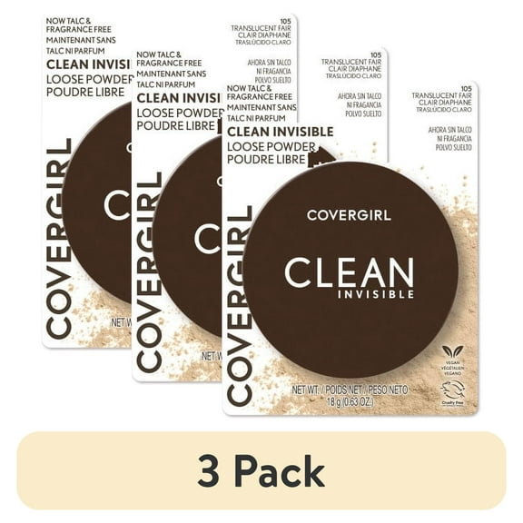 (3 pack) Covergirl Clean Invisible Loose Powder, 105 Translucent Fair, 0.63 oz