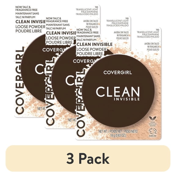 (3 pack) Covergirl Clean Invisible Loose Powder, 110 Translucent Light, 0.63 oz