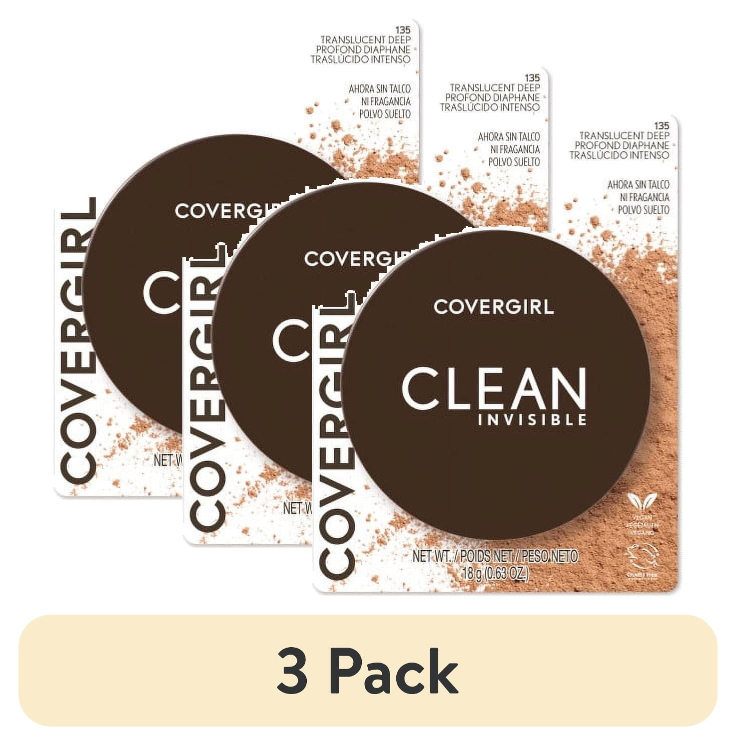 (3 pack) Covergirl Clean Invisible Loose Powder, 135 Translucent Deep, 0.63 oz