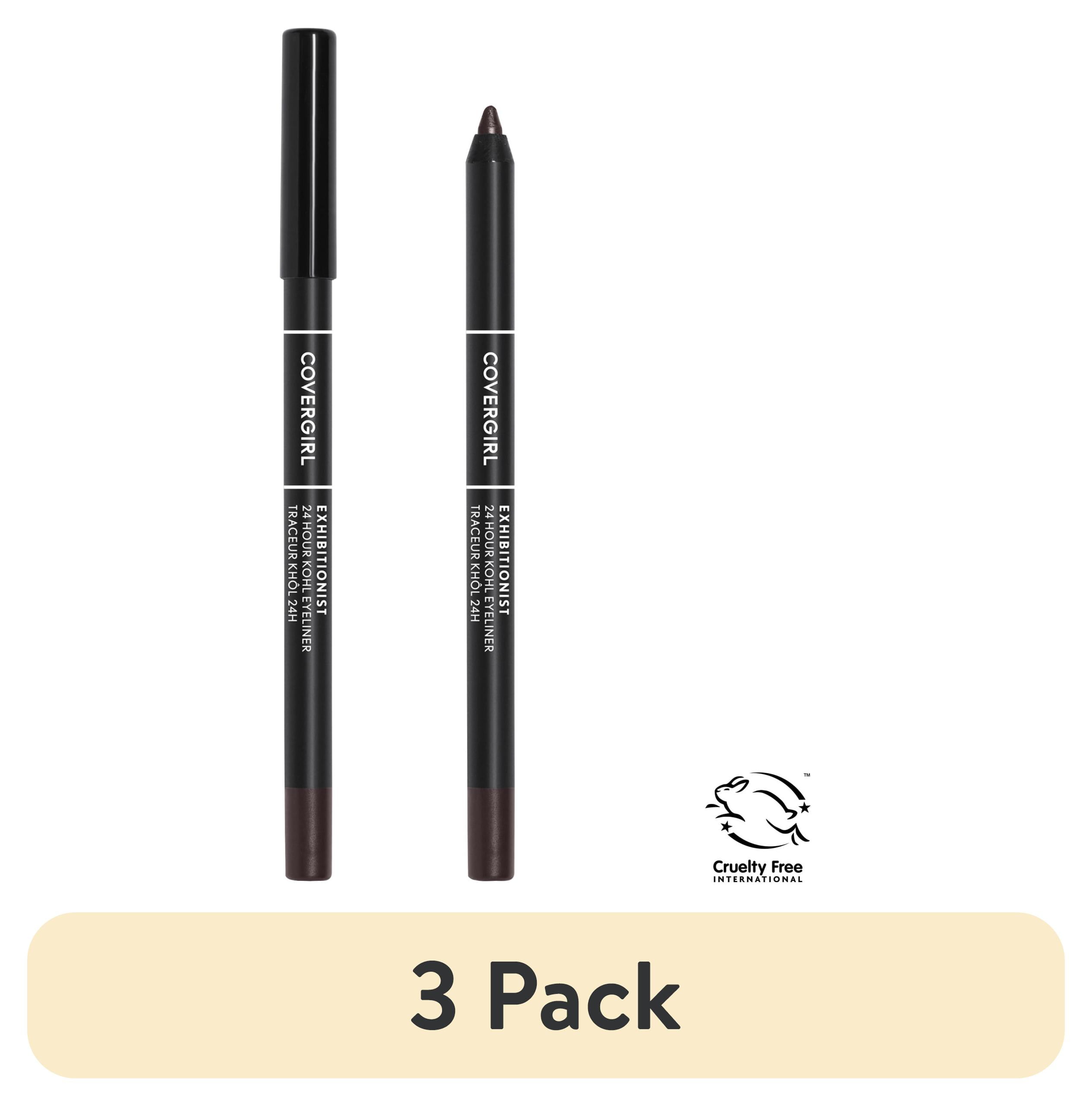 (3 pack) COVERGIRL Exhibitionist 24-Hour Kohl Eyeliner, 300 Rich Brown, 0.04 oz, Long Lasting Eyeliner, Gel Eyeliner Pencil, Glides On, Waterproof Eyeliner