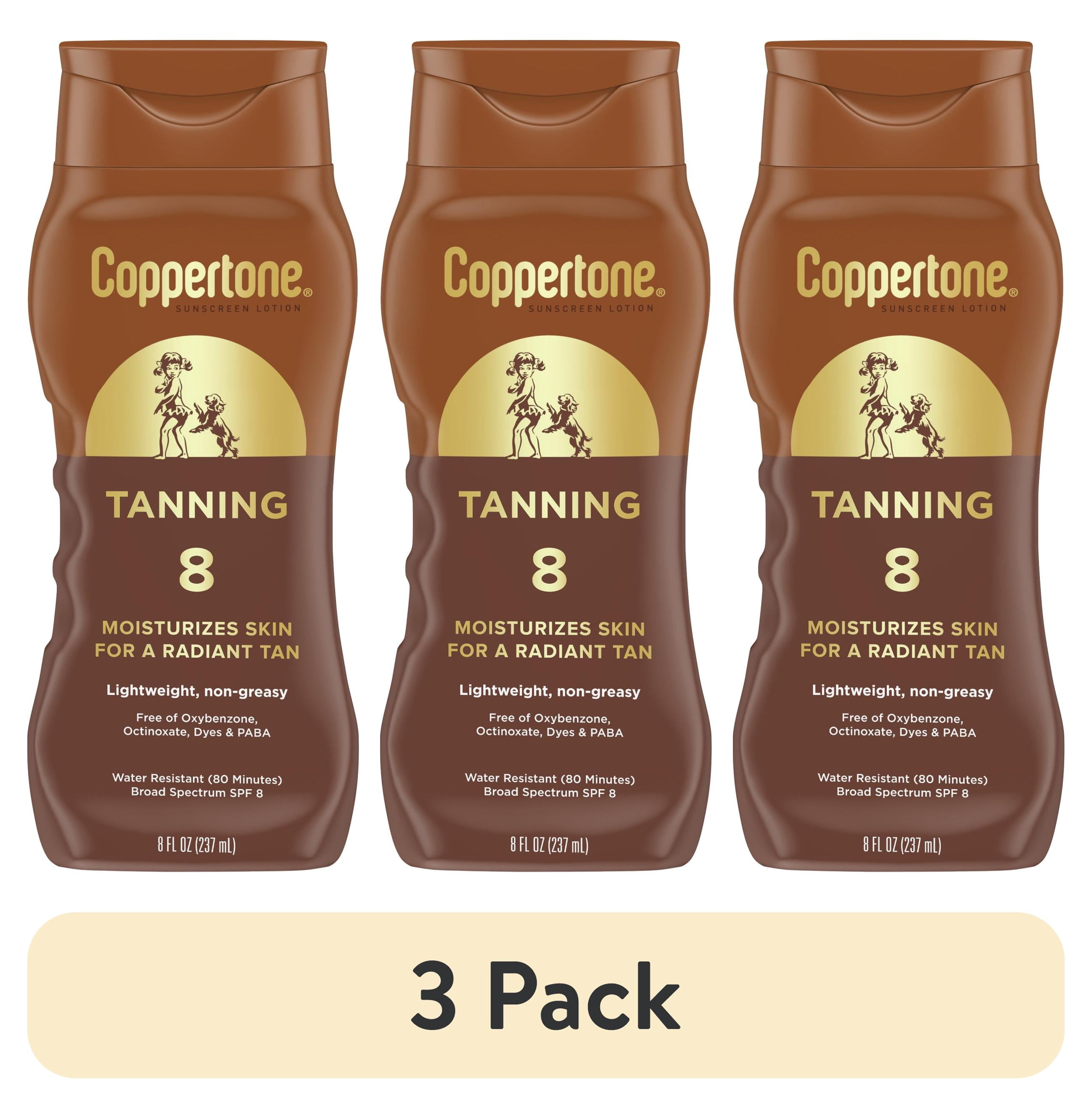 3 pack) Coppertone Tanning Sunscreen Lotion, SPF 8 Broad Spectrum