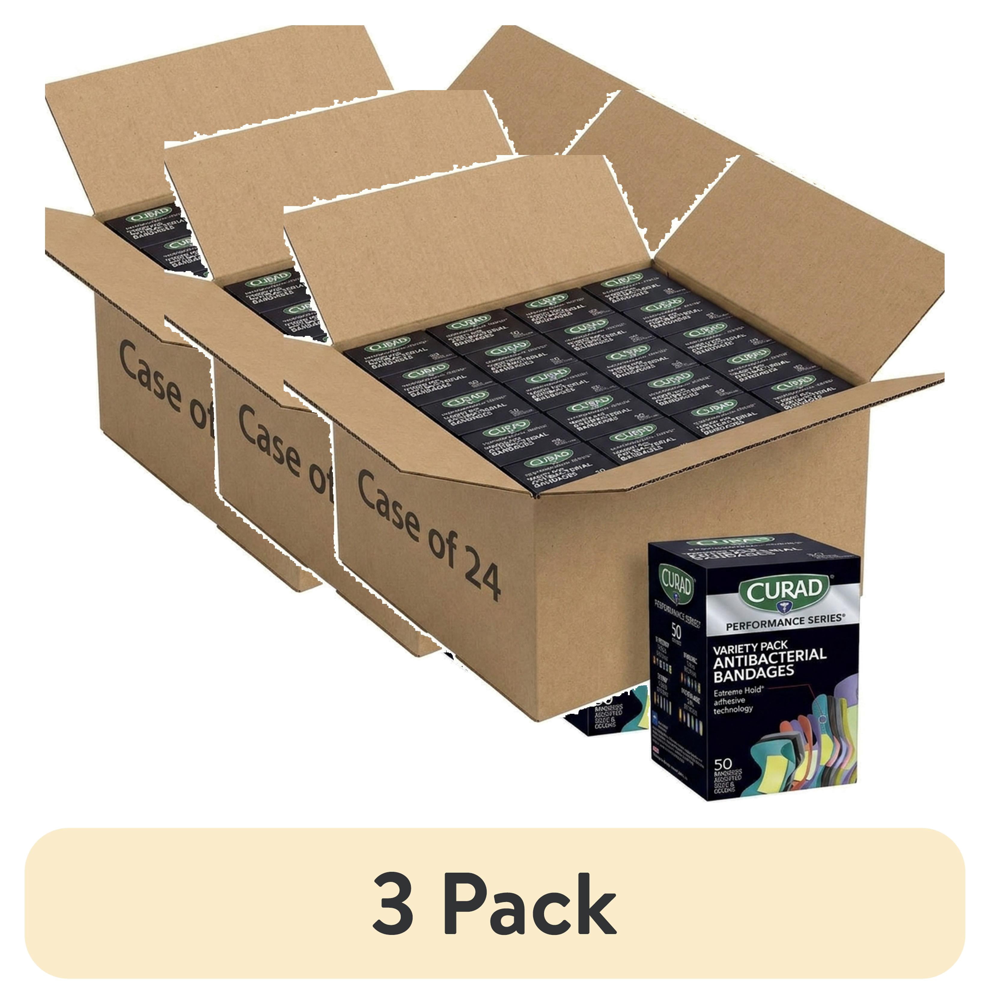 (3 pack) CURAD® Performance Series® Antibacterial Flexible Fabric Bandages, Finger and Knuckle Variety Pack, 50 Count